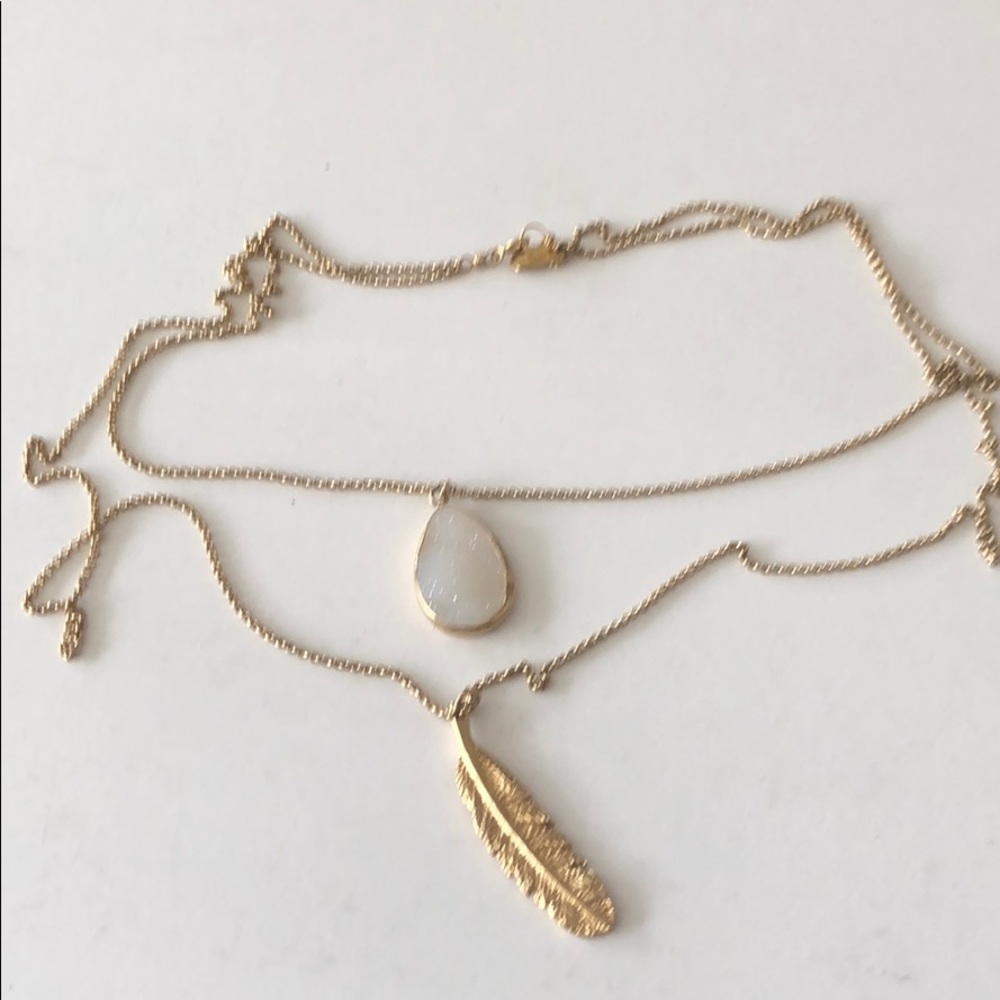 A. Marie Feather Necklace double layered New
